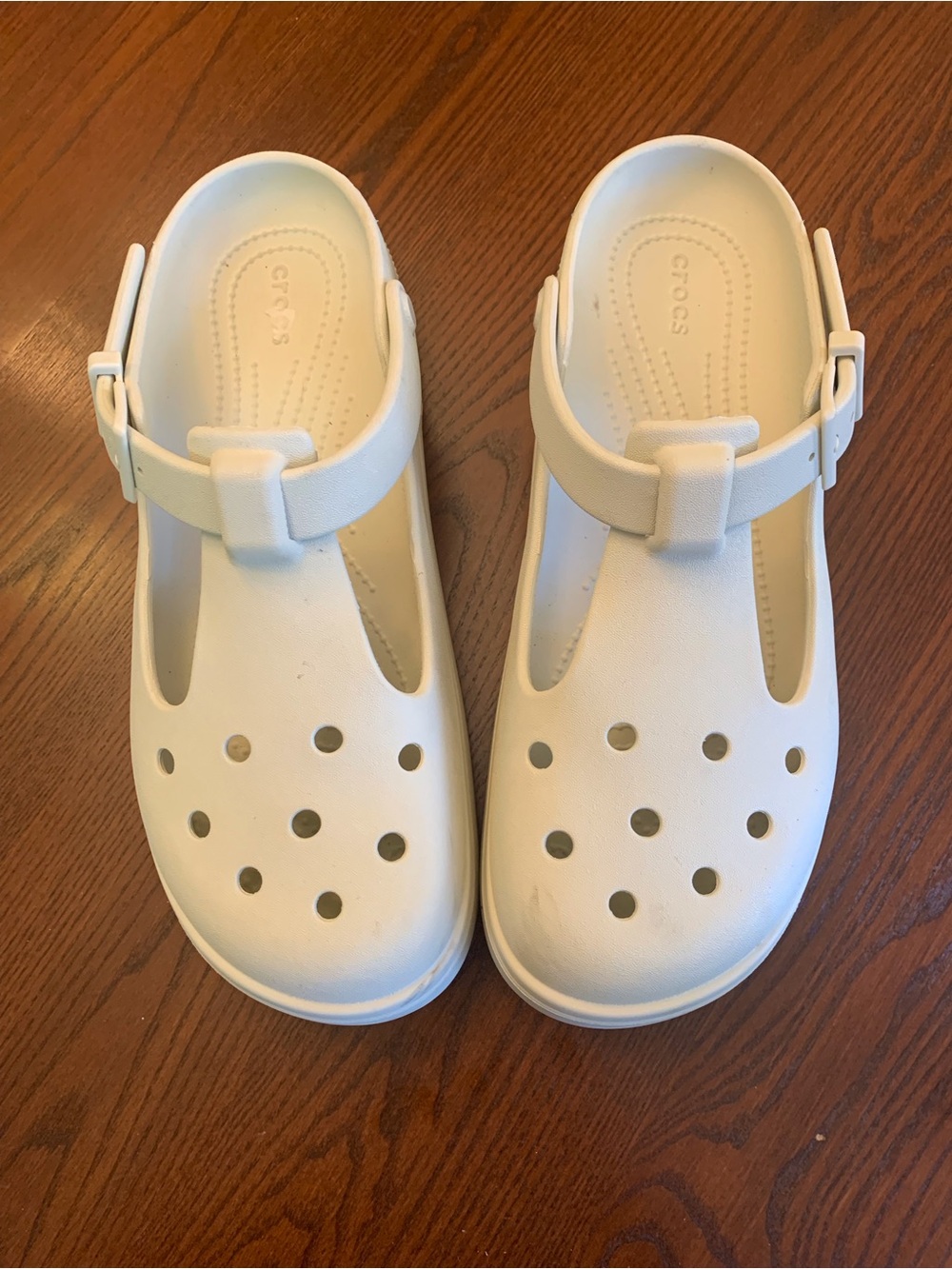 CROCS Kids White Mary Jane-Style Clogs